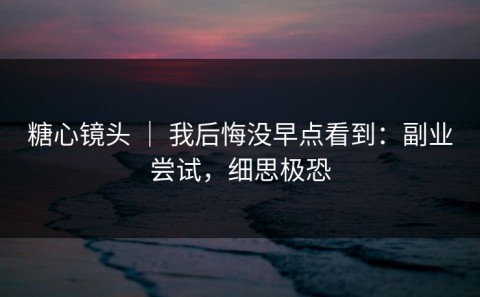 糖心镜头 ｜ 我后悔没早点看到：副业尝试，细思极恐