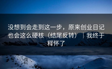 没想到会走到这一步，原来创业日记也会这么硬核（结尾反转）｜我终于释怀了