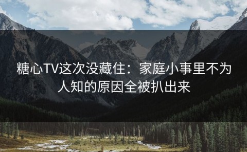糖心TV这次没藏住：家庭小事里不为人知的原因全被扒出来