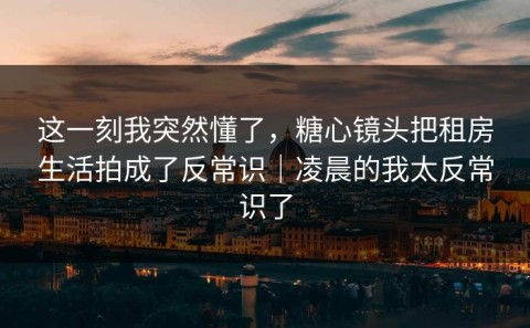 这一刻我突然懂了，糖心镜头把租房生活拍成了反常识｜凌晨的我太反常识了