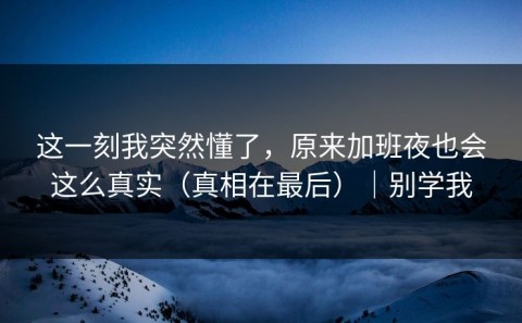 这一刻我突然懂了，原来加班夜也会这么真实（真相在最后）｜别学我