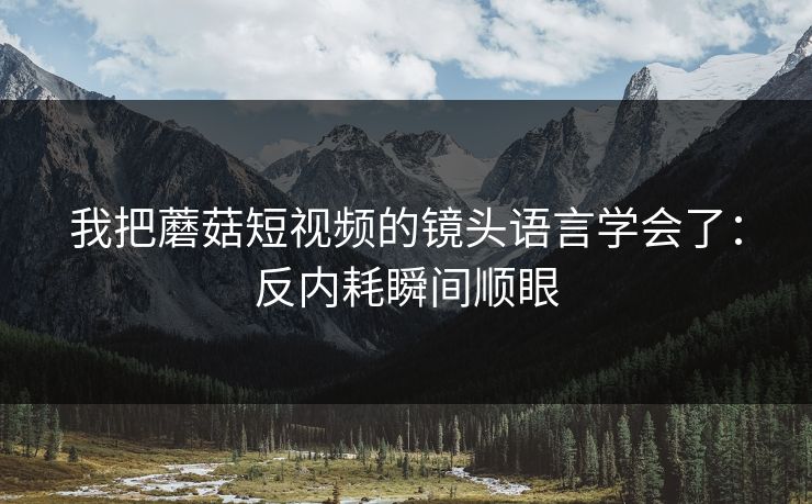 我把蘑菇短视频的镜头语言学会了：反内耗瞬间顺眼
