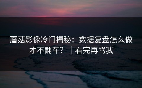 蘑菇影像冷门揭秘：数据复盘怎么做才不翻车？｜看完再骂我