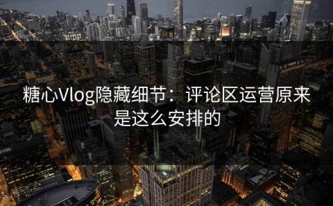 糖心Vlog隐藏细节：评论区运营原来是这么安排的