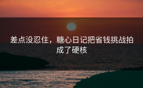 差点没忍住，糖心日记把省钱挑战拍成了硬核