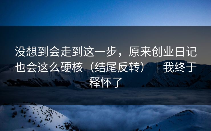 没想到会走到这一步，原来创业日记也会这么硬核（结尾反转）｜我终于释怀了