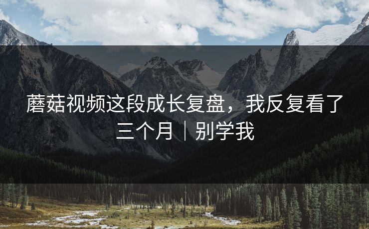 蘑菇视频这段成长复盘，我反复看了三个月｜别学我